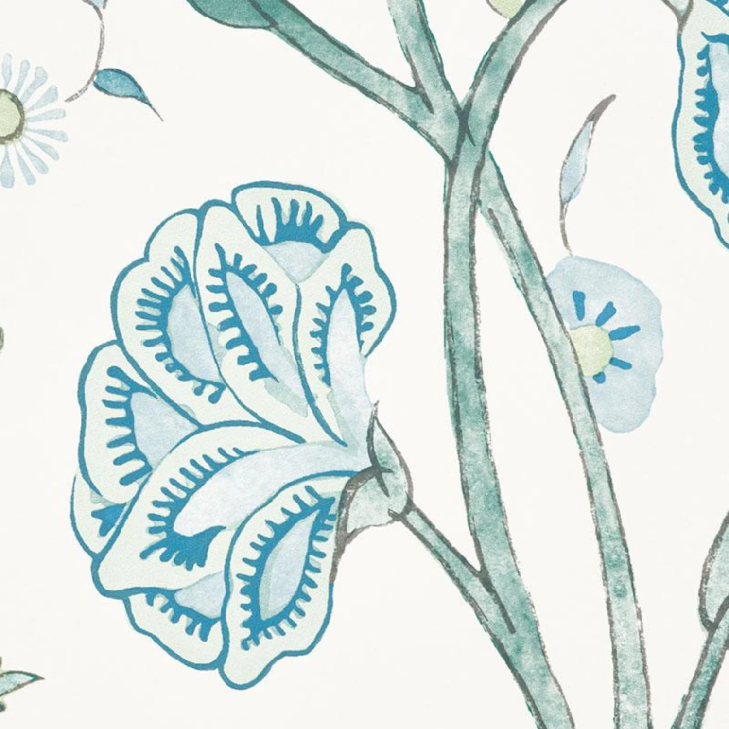 Schumacher Khilana Floral Wallpaper In Peacock 4 Schumacher Khilana Floral Wallpaper In Peacock - Image 4