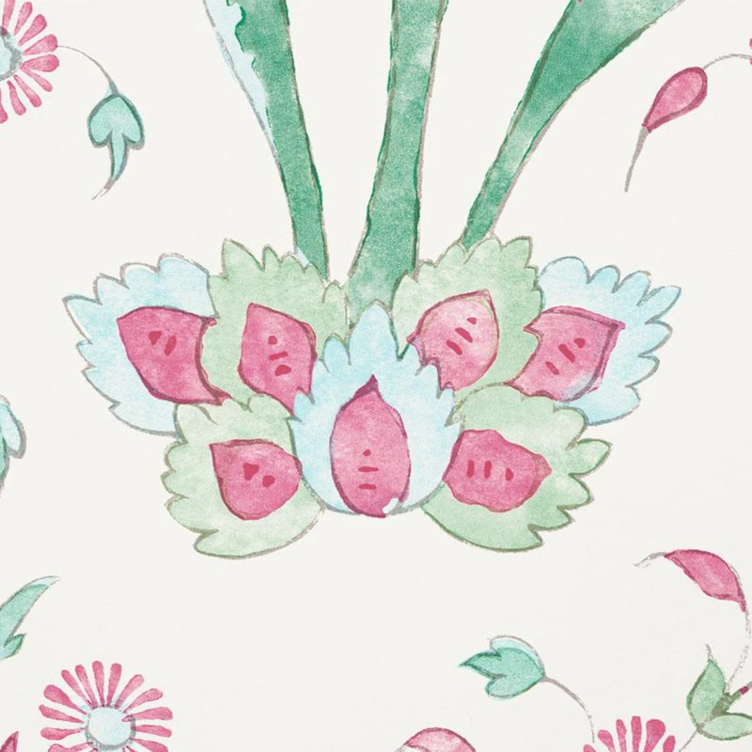 Schumacher Khilana Floral Wallpaper In Pink 3 Schumacher Khilana Floral Wallpaper In Pink - Image 3