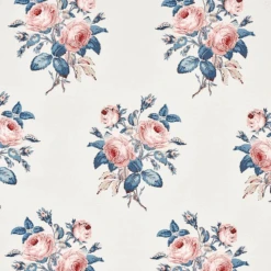 Schumacher Loudon Rose Wallpaper In Rose And Blue