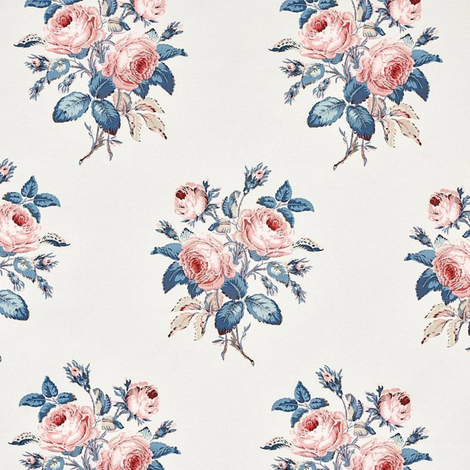Schumacher Loudon Rose Wallpaper In Rose And Blue 1 Schumacher Loudon Rose Wallpaper In Rose And Blue