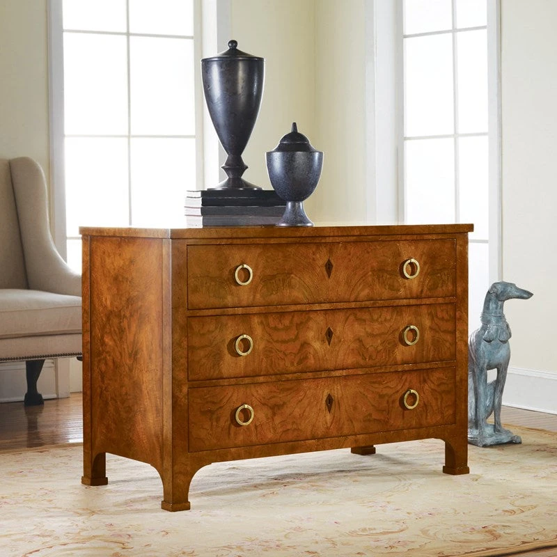 Modern History Three Drawer Walnut Commode 1 Modern History Three Drawer Walnut Commode