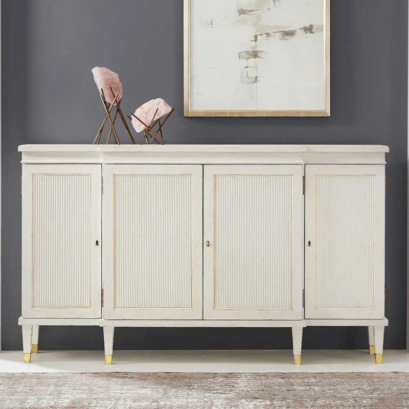 Modern History Swedish Reeded Four Door Breakfront Cabinet 1 Modern History Swedish Reeded Four Door Breakfront Cabinet