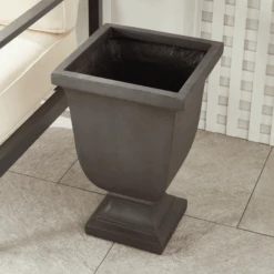 Small Fibreclay Beckett Square Footed Planter 14 Small Fibreclay Beckett Square Footed Planter -Famous Furniture Store N5UN05BK 8