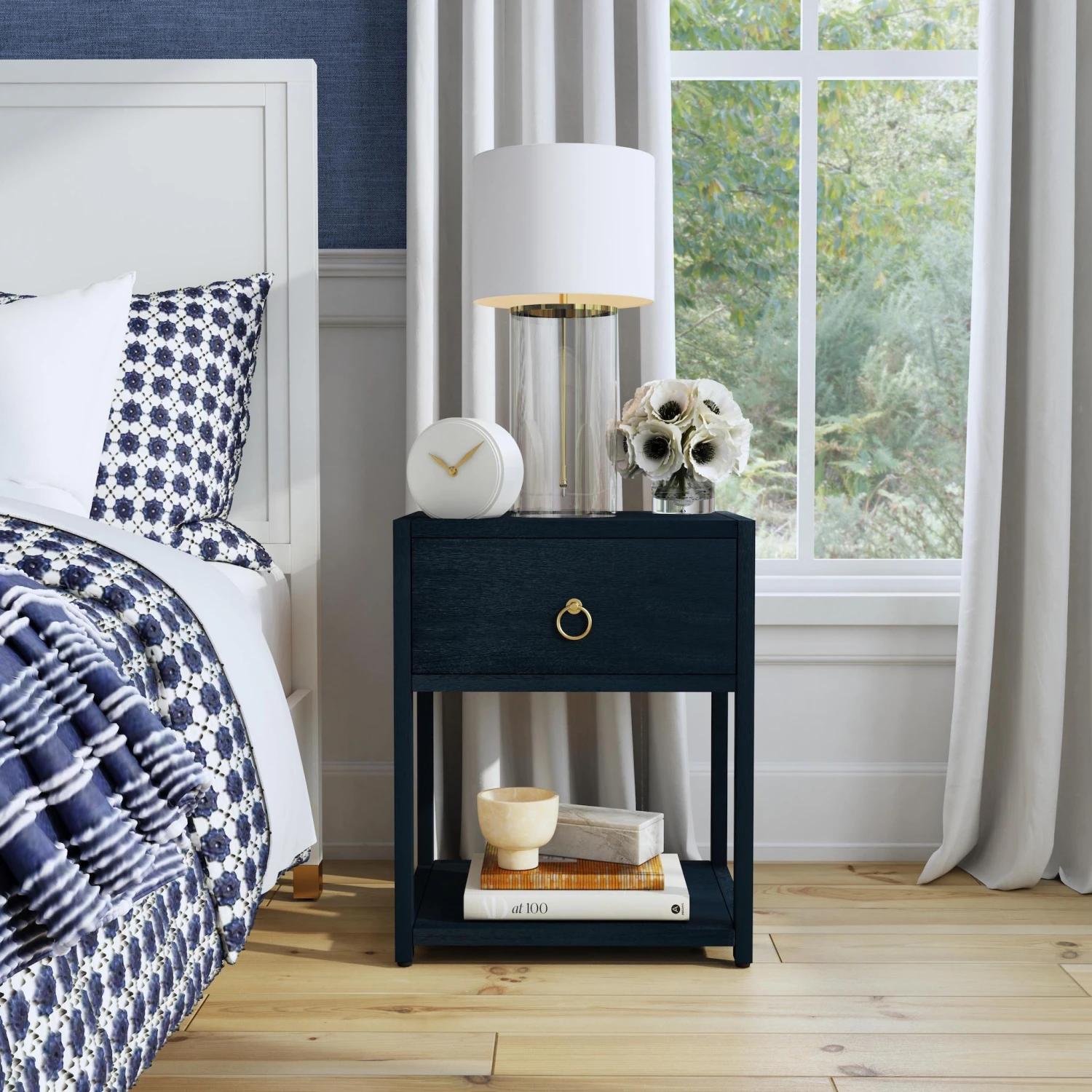 Navy One Drawer Side Table 2 Navy One Drawer Side Table - Image 2
