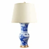 Pavillion Blue And White Porcelain Chinoiserie Lamp With Gold Leaf Base