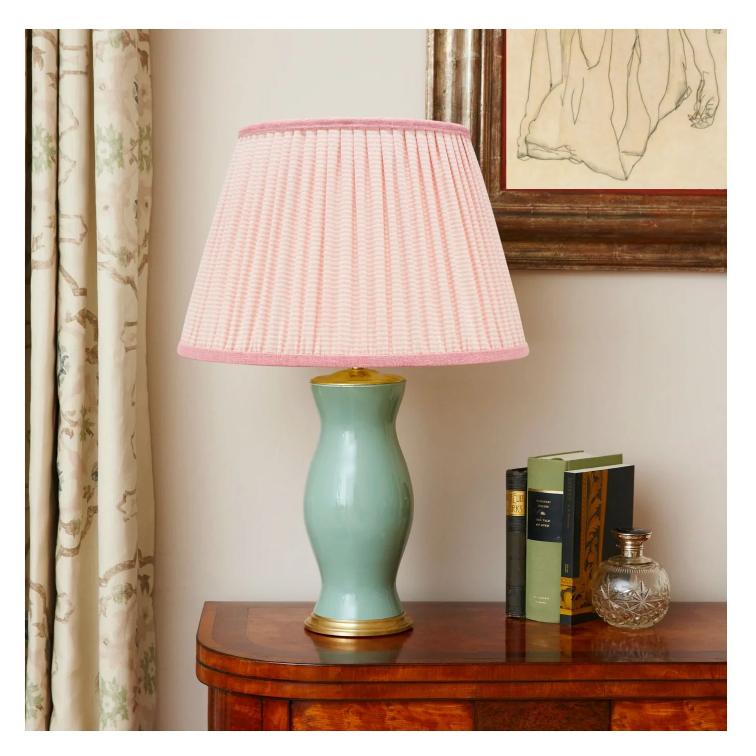 Pink Striped Pleated Lamp Shade - Available In Multiple Sizes 2 Pink Striped Pleated Lamp Shade - Available In Multiple Sizes - Image 2