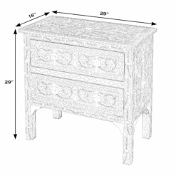 Pink & White Bone Inlay Two Drawer Side Table With Floral Pulls 9 Pink & White Bone Inlay Two Drawer Side Table With Floral Pulls -Famous Furniture Store Pink and White Bone Inlay Two Drawer Side Table With Floral Pulls The Well Appointed House 5