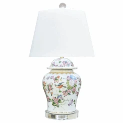 Porcelain Rose Temple Jar Vase Lamp