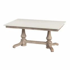 Rectangular Double Pedestal Dining Table In Sandalwood Beige