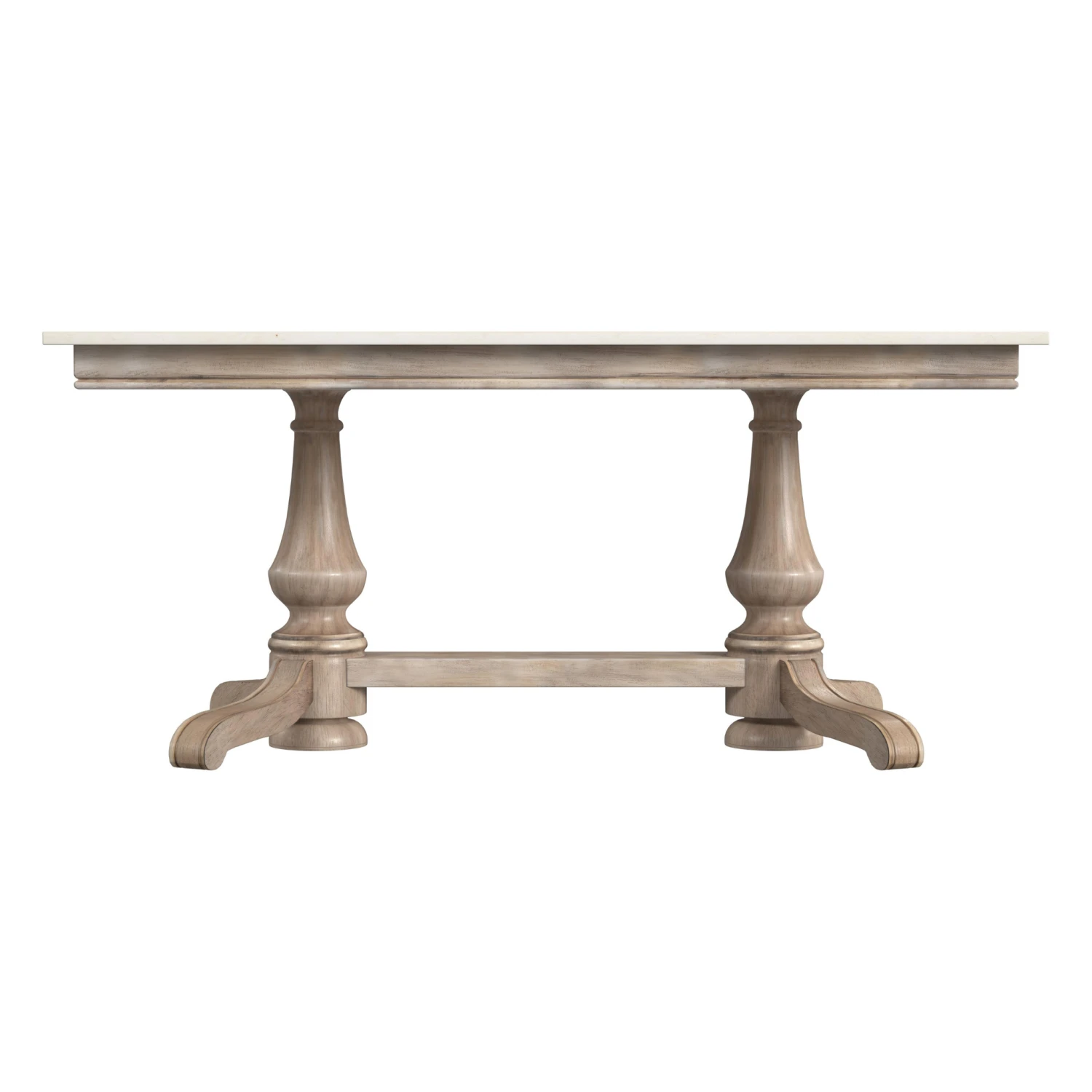 Rectangular Double Pedestal Dining Table In Sandalwood Beige 4 Rectangular Double Pedestal Dining Table In Sandalwood Beige - Image 4