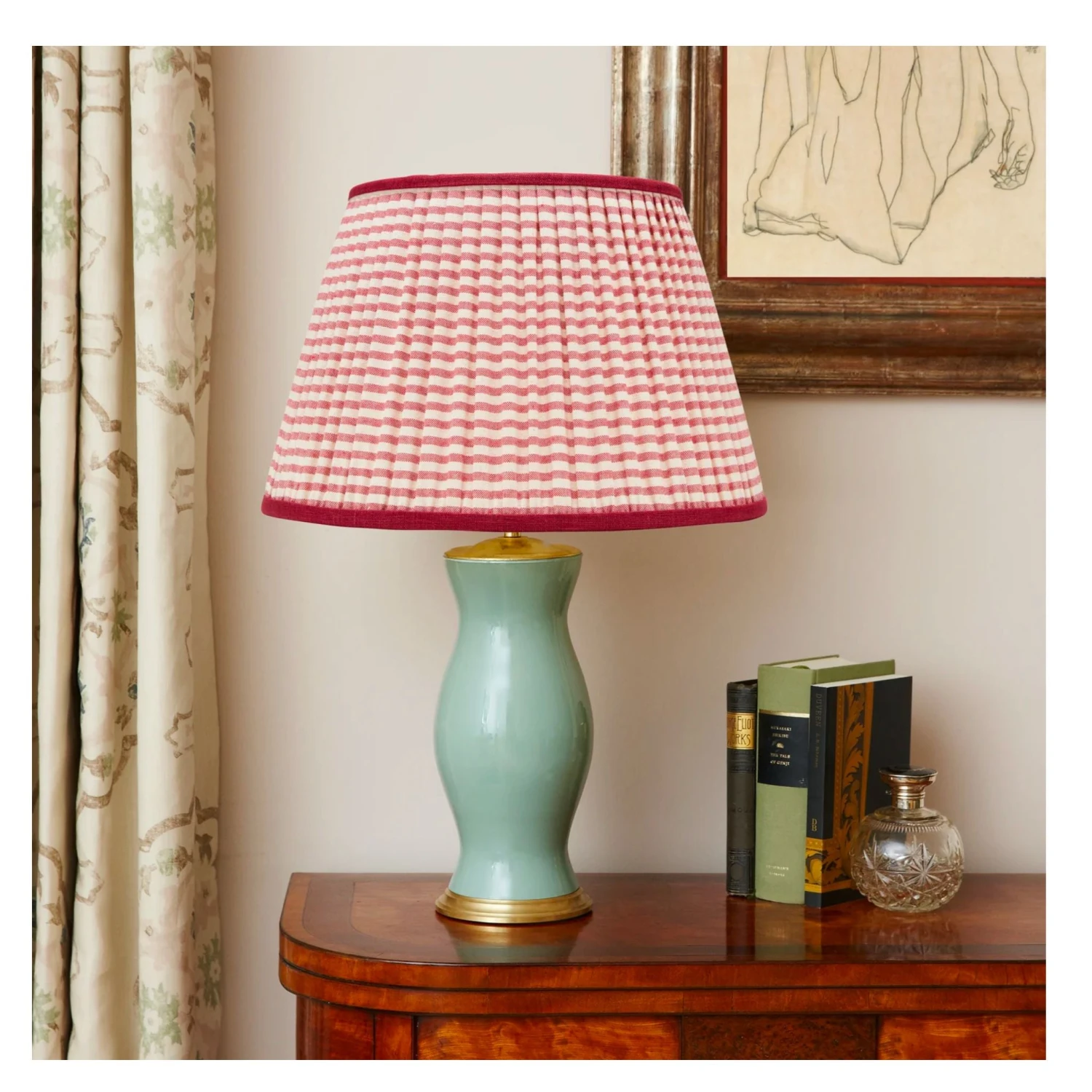 Red Striped Pleated Lamp Shade - Available In Multiple Sizes 2 Red Striped Pleated Lamp Shade - Available In Multiple Sizes - Image 2