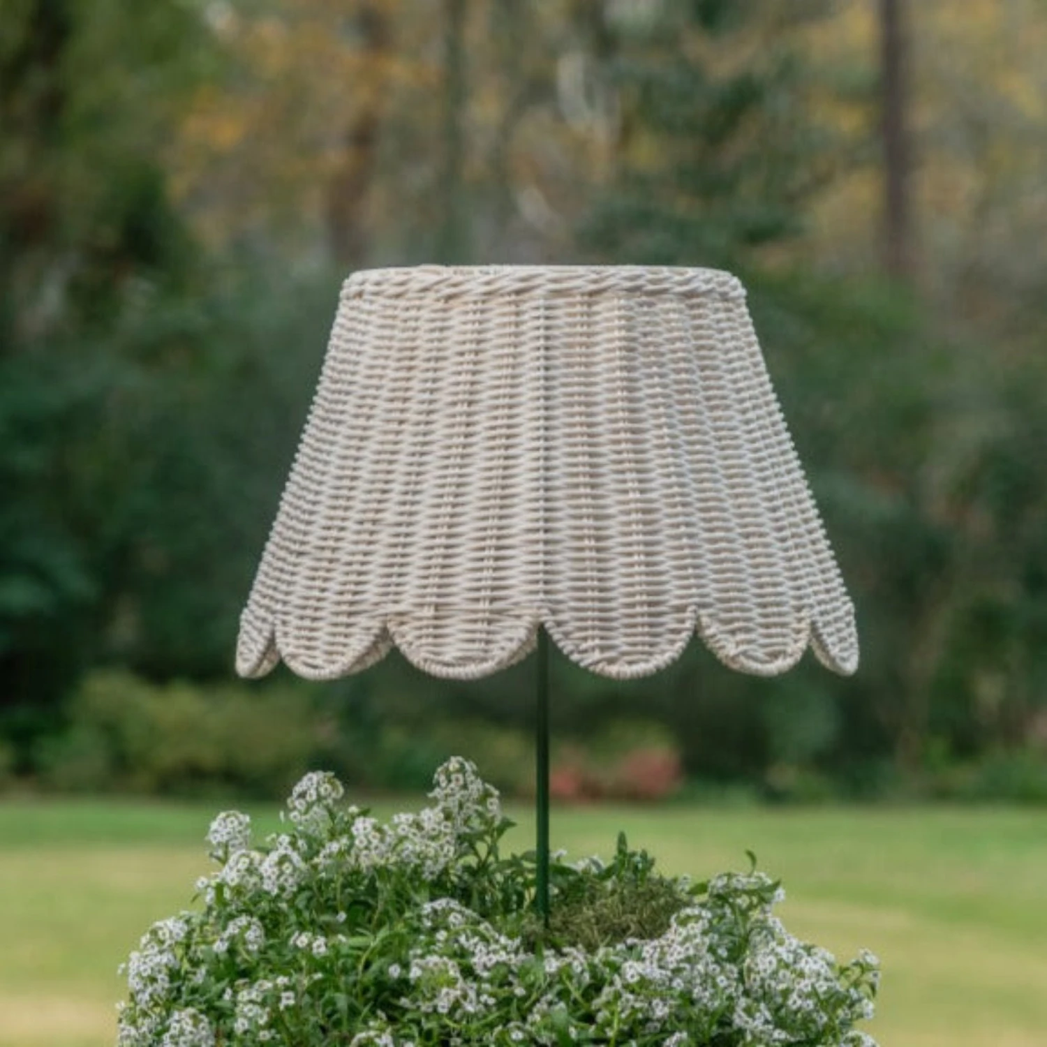 Scalloped Lampshade In Rattan 2 Scalloped Lampshade In Rattan - Image 2
