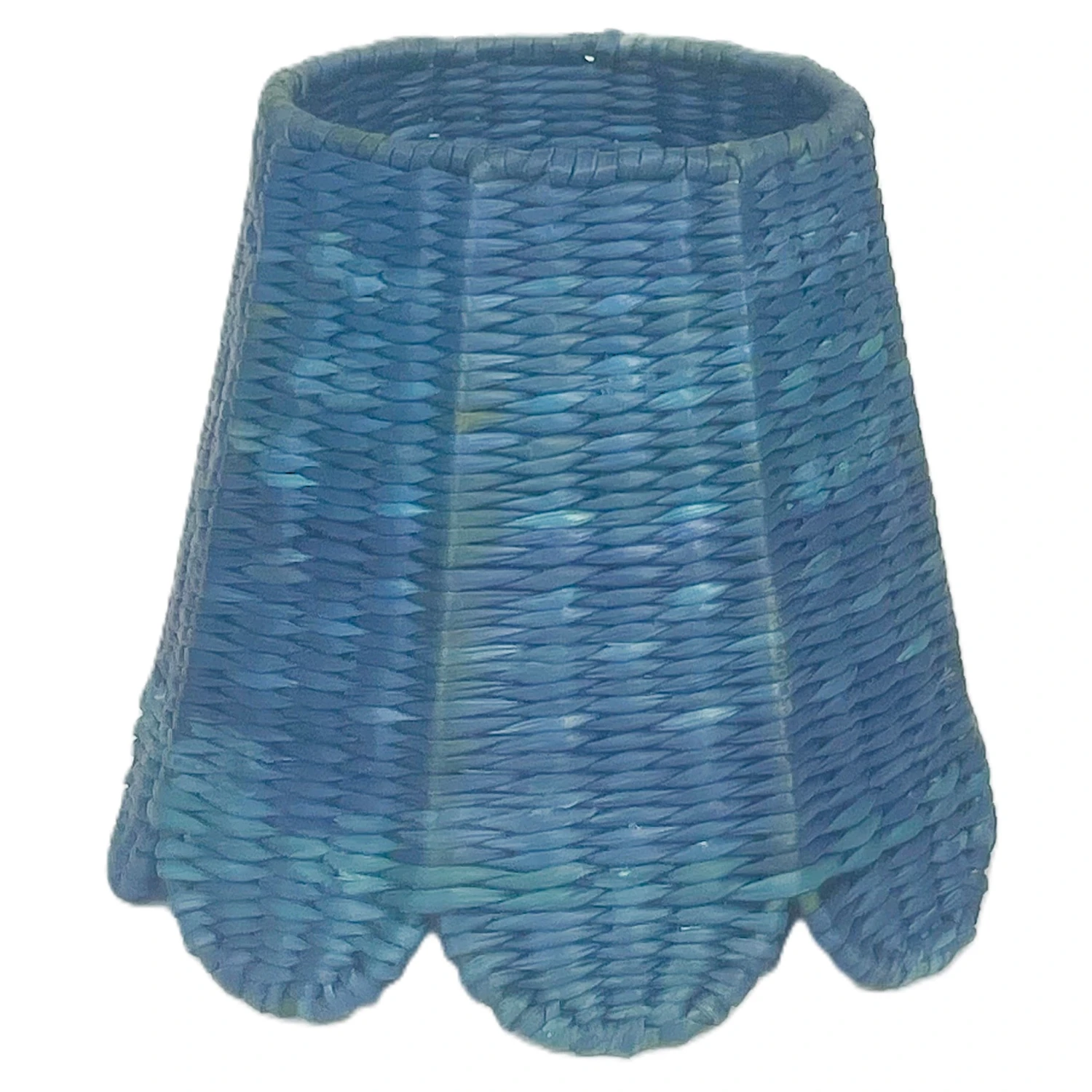 Small Seagrass Cordless Shade Cover (Scalloped In Blue) 1 Small Seagrass Cordless Shade Cover (Scalloped In Blue)