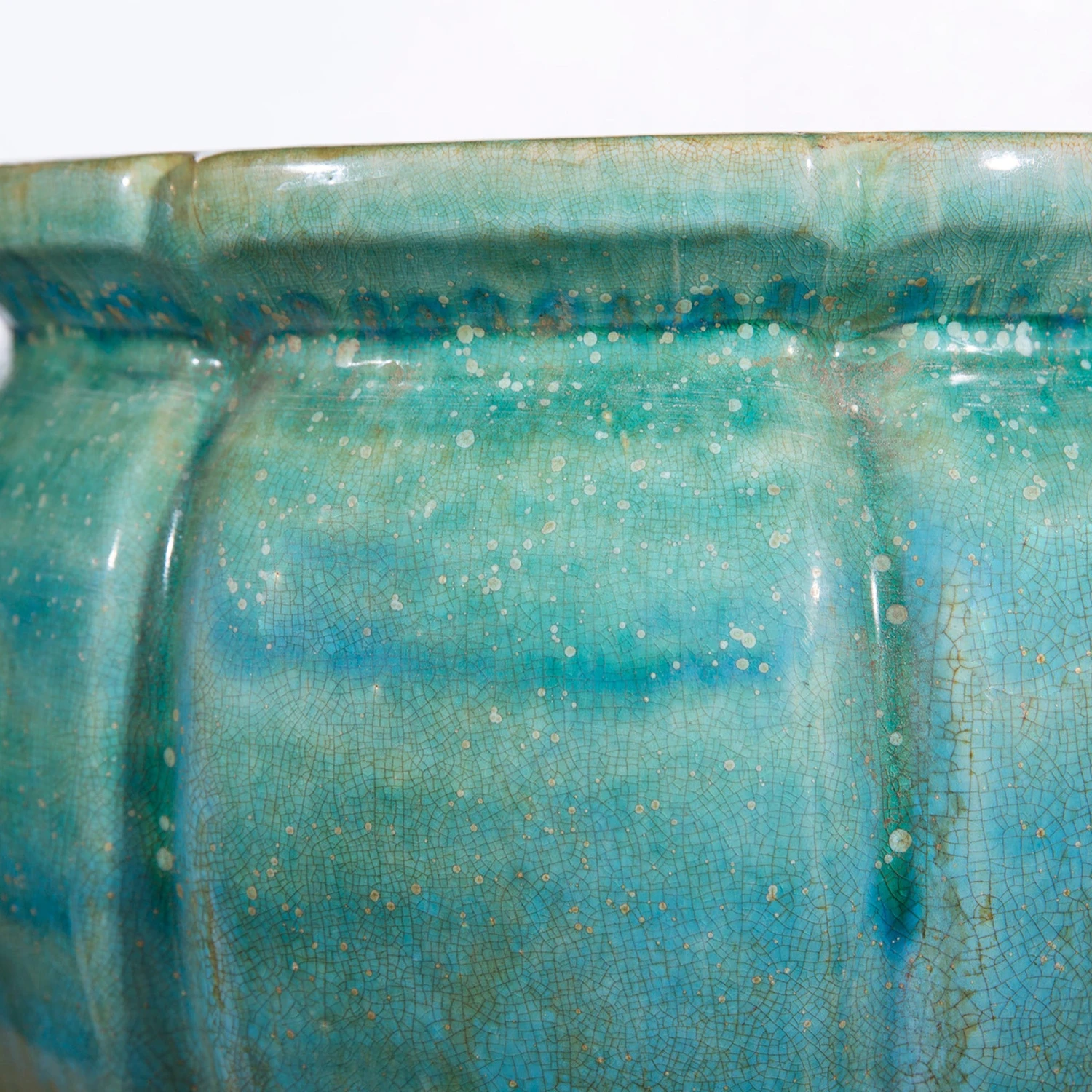 Speckled Green Ribbed Round Planter 3 Speckled Green Ribbed Round Planter - Image 3