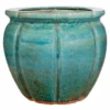 Speckled Green Ribbed Round Planter