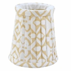 Tan & White Floral Round Pleated Sconce Shade