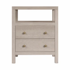 Traditional Two Drawer Nightstand In Antique Taupe Finish