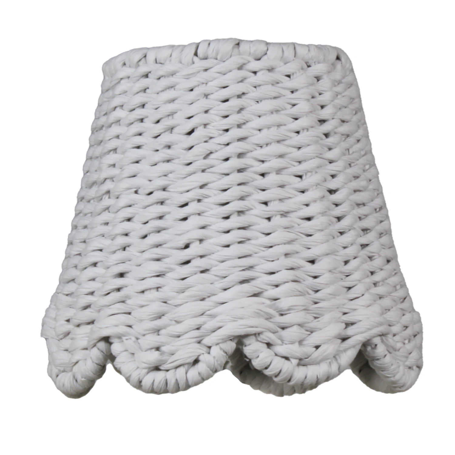 Twisted Paper Cordless Shade, Scalloped In White