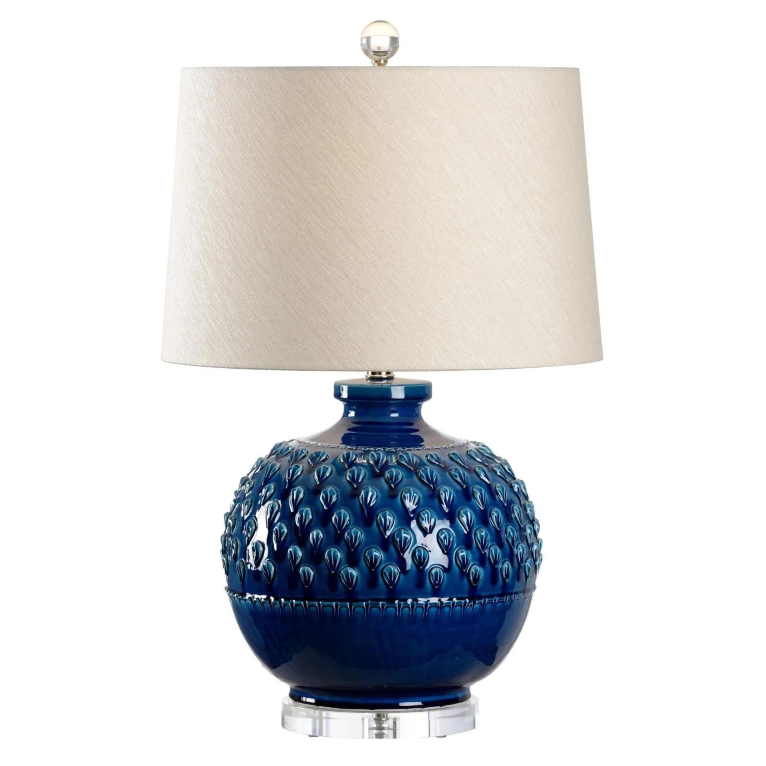 Italian Ceramic Indigo Glaze Table Lamp With Shade 1 Italian Ceramic Indigo Glaze Table Lamp With Shade