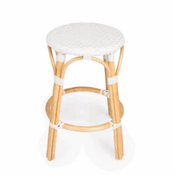 White Rattan Frame Counter Stool