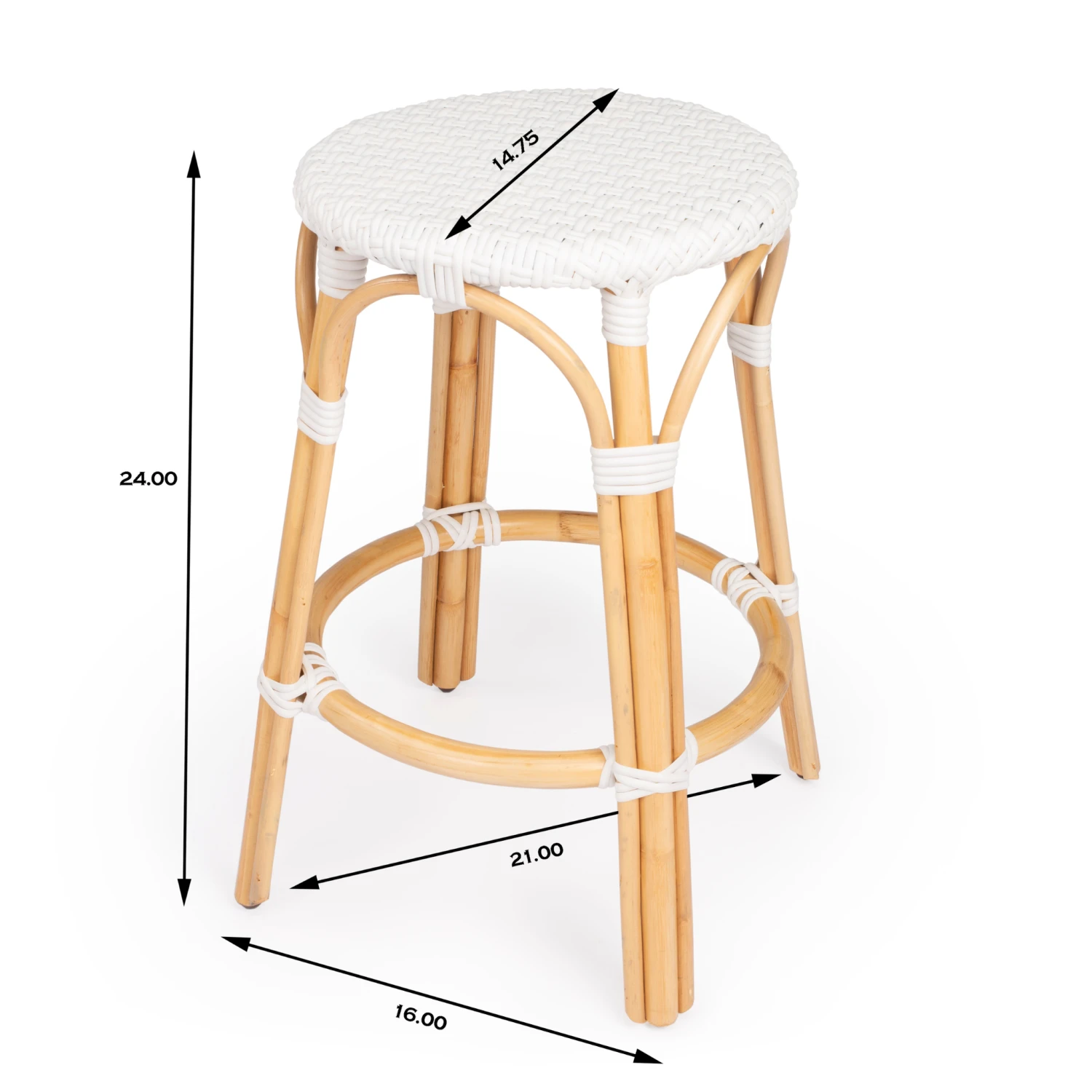White Rattan Frame Counter Stool 7 White Rattan Frame Counter Stool - Image 7