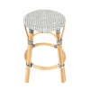 White And Navy Rattan Frame Counter Stool