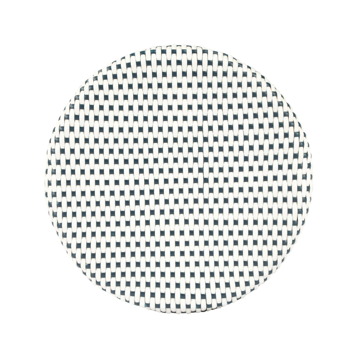 White And Navy Rattan Frame Counter Stool - Image 4