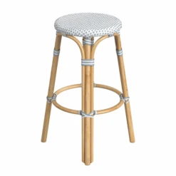 White And Sky Blue Rattan Frame Bar Stool 11 White And Sky Blue Rattan Frame Bar Stool -Famous Furniture Store White and Sky Blue Rattan Frame Bar Stool The Well Appointed House 5