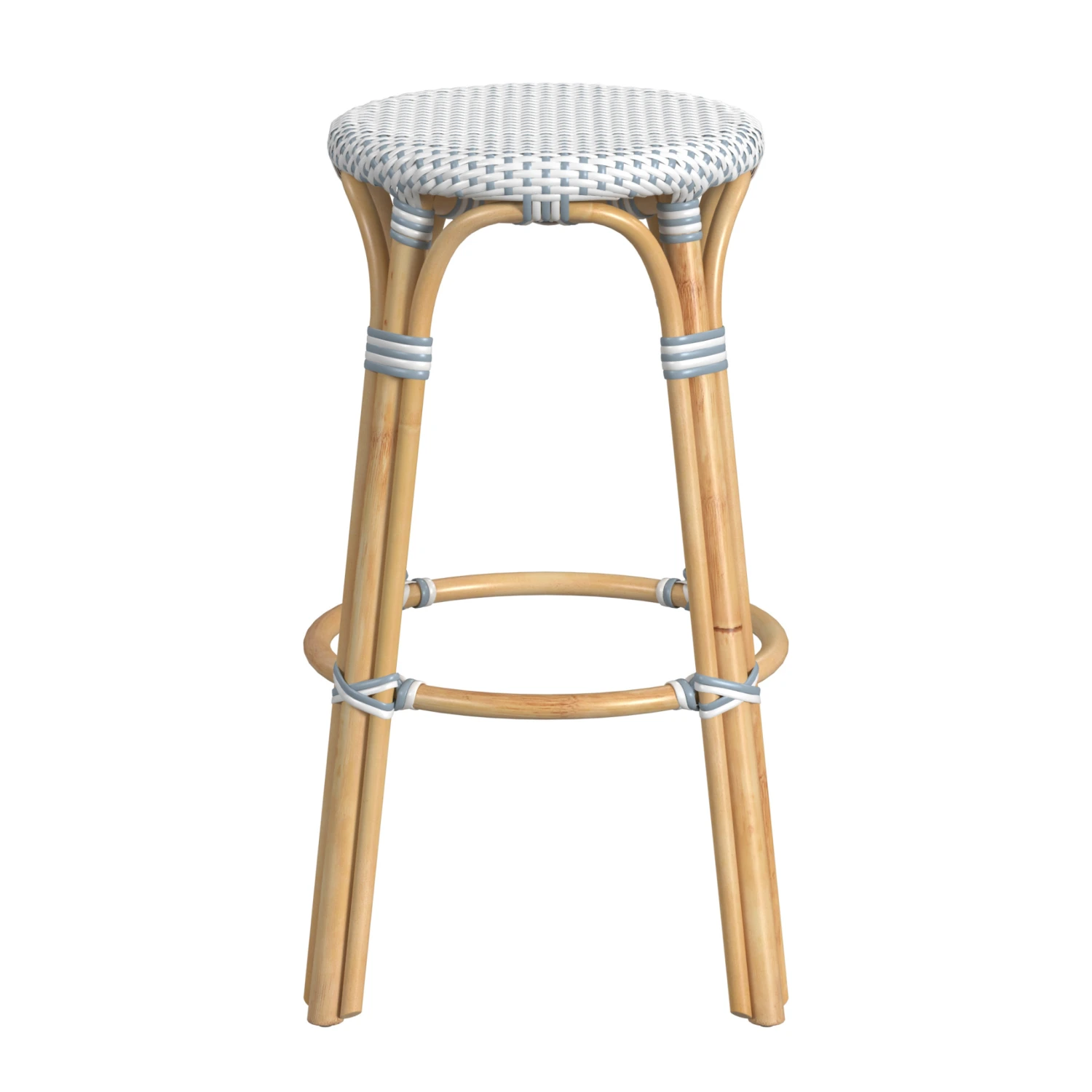 White And Sky Blue Rattan Frame Bar Stool 6 White And Sky Blue Rattan Frame Bar Stool - Image 6