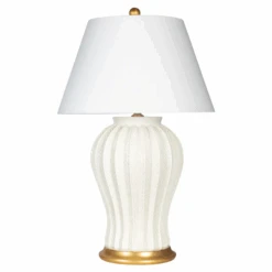 Winter Leaves Table Lamp In Off-White