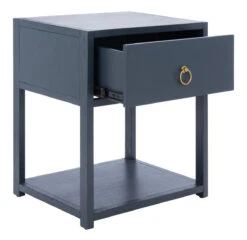 Safavieh Acacia Wood One Drawer Contemporary Nightstand In Navy