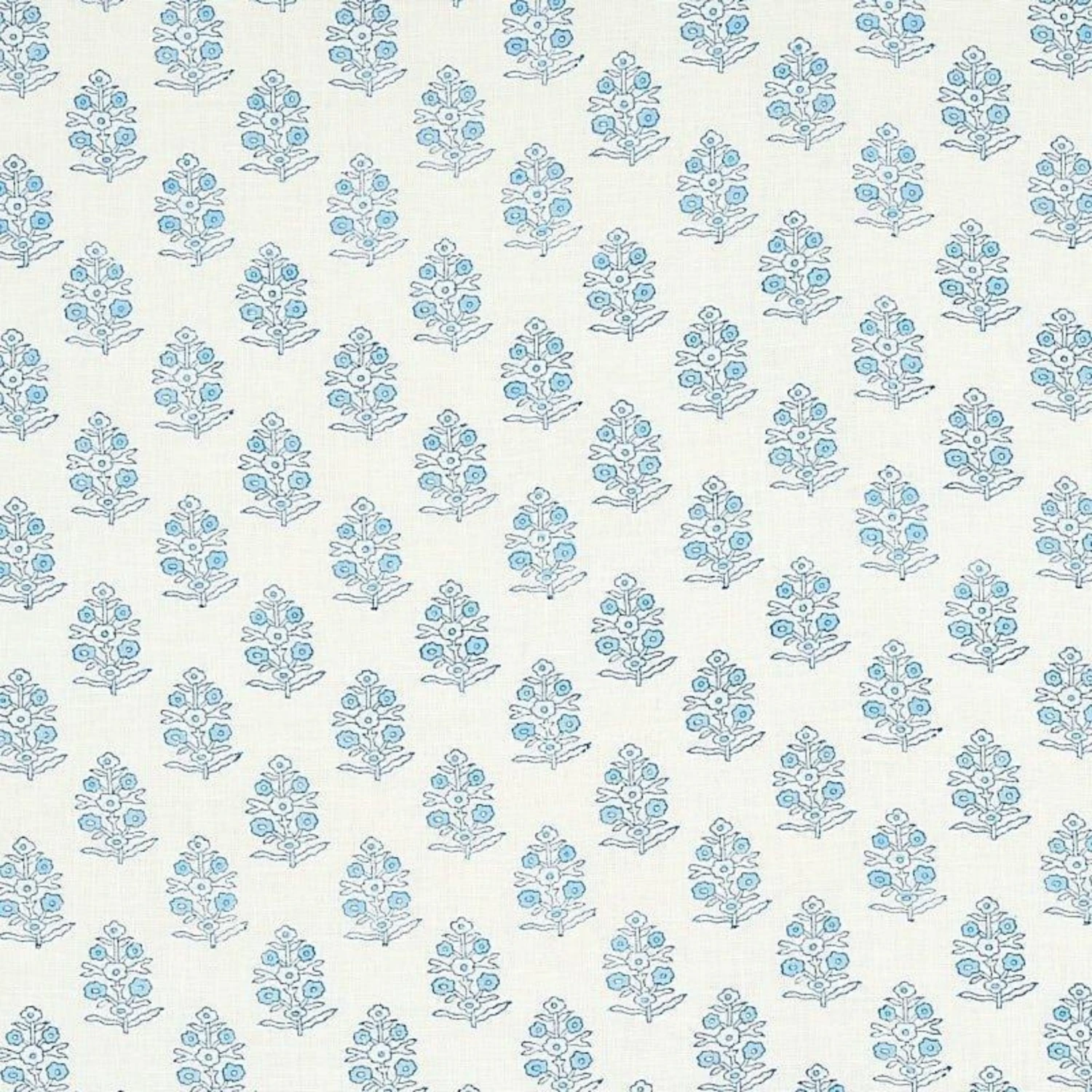 Schumacher Aditi Hand Blocked Print Fabric In Blue 1 Schumacher Aditi Hand Blocked Print Fabric In Blue