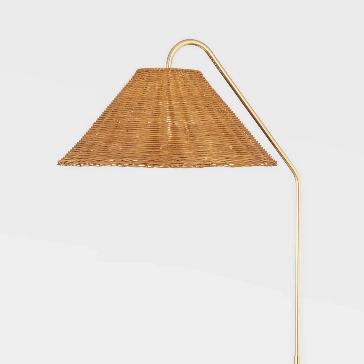 Aged Brass Lauren Floor Lamp With Woven Rattan Shade 3 Aged Brass Lauren Floor Lamp With Woven Rattan Shade - Image 3