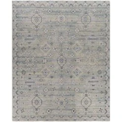 Almeria Hand Knotted Denim, Black & Cream Area Rug -Available In A Variety Of Sizes