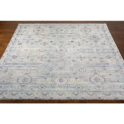 Almeria Hand Knotted Denim, Black & Cream Area Rug -Available In A Variety Of Sizes 2 Almeria Hand Knotted Denim, Black & Cream Area Rug -Available In A Variety Of Sizes - Image 2