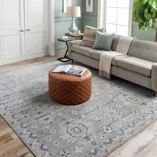 Almeria Hand Knotted Denim, Black & Cream Area Rug -Available In A Variety Of Sizes 4 Almeria Hand Knotted Denim, Black & Cream Area Rug -Available In A Variety Of Sizes - Image 4