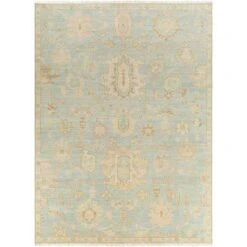 Antalya Pale Blue With Beige Accents Wool Rug, Available In A Variety Of Sizes