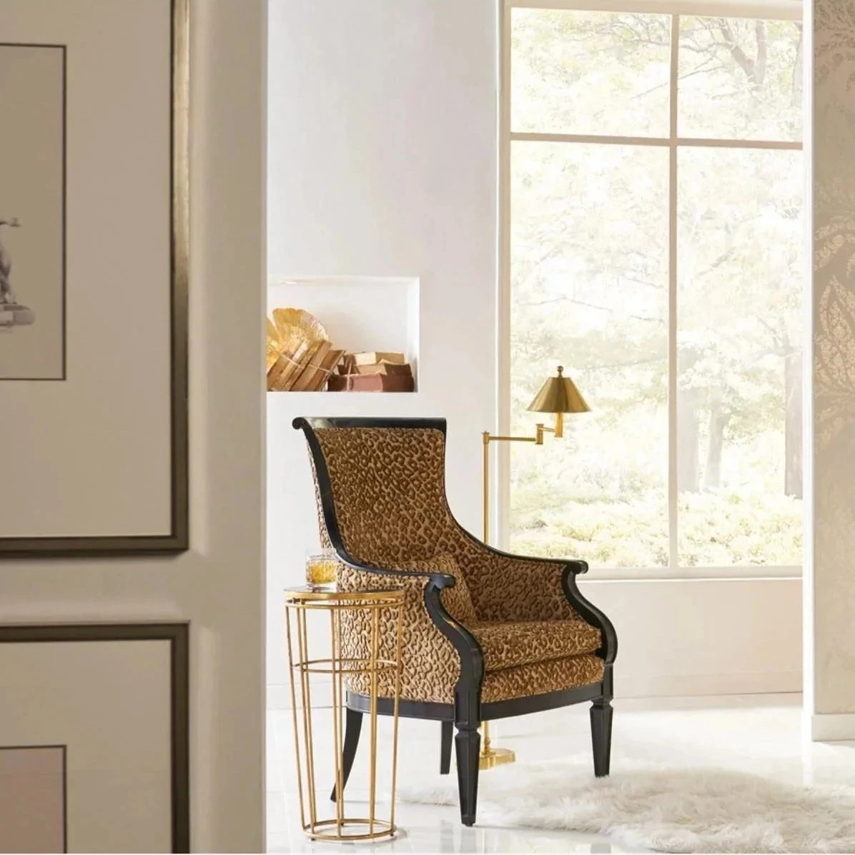 Antique Brass Adjustable Swing Arm Floor Lamp With Petite Shade 2 Antique Brass Adjustable Swing Arm Floor Lamp With Petite Shade - Image 2