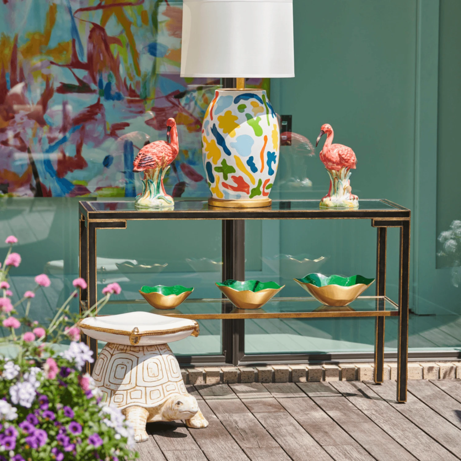 Antique White Glazed Ceramic Turtle Garden Seat With Gold Details 4 Antique White Glazed Ceramic Turtle Garden Seat With Gold Details - Image 4