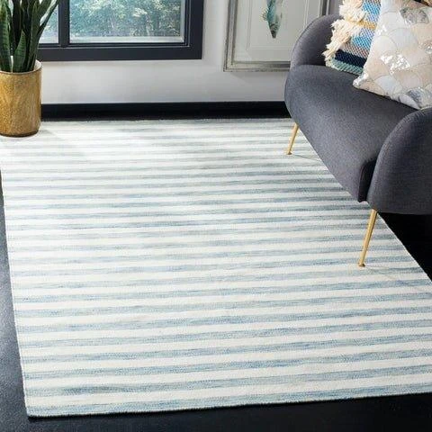 Safavieh Aqua & Ivory Striped Hand Loomed Area Rug 2 Safavieh Aqua & Ivory Striped Hand Loomed Area Rug - Image 2