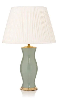 Artichoke Green Handblown Glass Lamp With Brass Accents