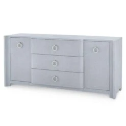 Audrey Media Cabinet In Washed Winter Gray With Custom Pull Option
