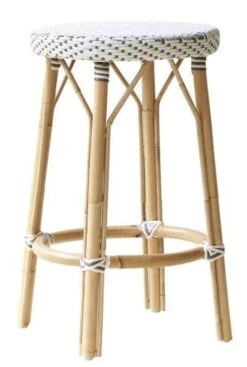 Backless Bistro Style Woven Counter Stool - Available In Many Colors