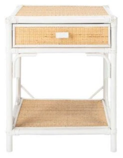 Safavieh Bamboo & Rattan Natural & White One Drawer Nightstand