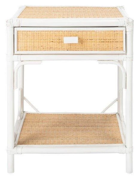 Safavieh Bamboo & Rattan Natural & White One Drawer Nightstand 1 Safavieh Bamboo & Rattan Natural & White One Drawer Nightstand