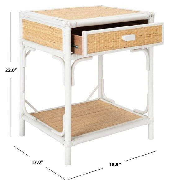 Safavieh Bamboo & Rattan Natural & White One Drawer Nightstand 4 Safavieh Bamboo & Rattan Natural & White One Drawer Nightstand - Image 4