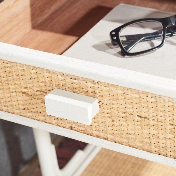 Safavieh Bamboo & Rattan Natural & White One Drawer Nightstand 3 Safavieh Bamboo & Rattan Natural & White One Drawer Nightstand - Image 3