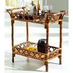 Bamboo Style Beverage Stand In Antique Tortoise Finish