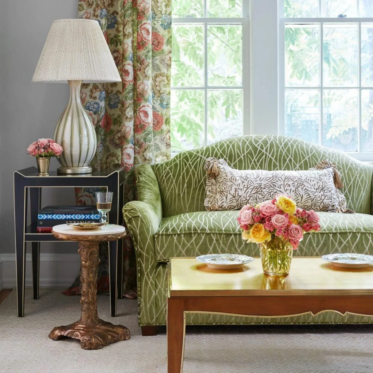 Beige & White Daisy Fabric Lampshade 2 Beige & White Daisy Fabric Lampshade - Image 2