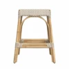 Beige & White Woven Counter Stool